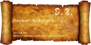 Decker Nikolett névjegykártya